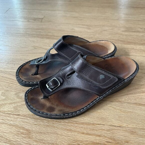 Finn Comfort Brown Leather Thong Sandals Women's Size 40 - Picture 1 of 10